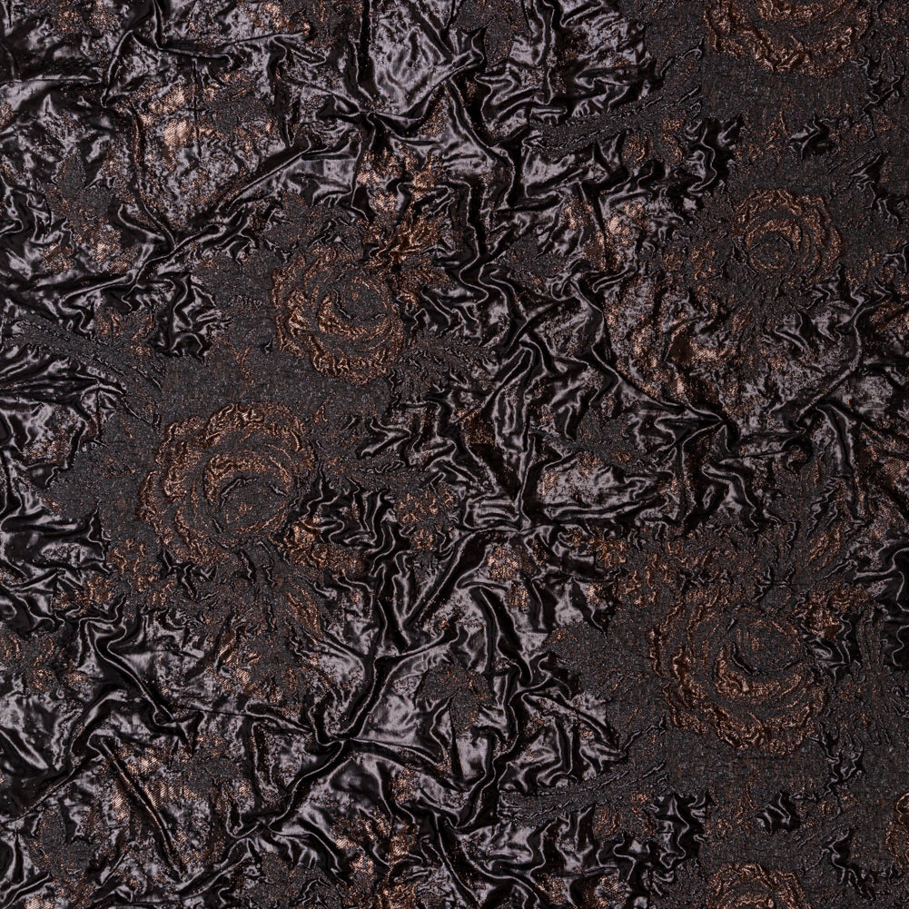 Metallic Two Penny and Black Floral Luxury Double Layer Orangza Brocade