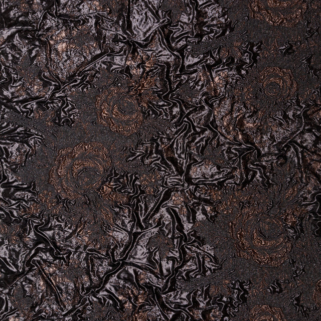 Metallic Two Penny and Black Floral Luxury Double Layer Orangza Brocade