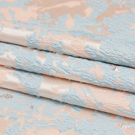 Pearl Blue, Cream Puff, and Metallic Silver Abstract Luxury Brocade