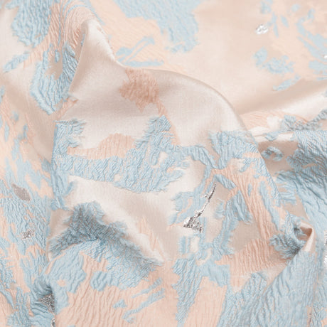 Pearl Blue, Cream Puff, and Metallic Silver Abstract Luxury Brocade