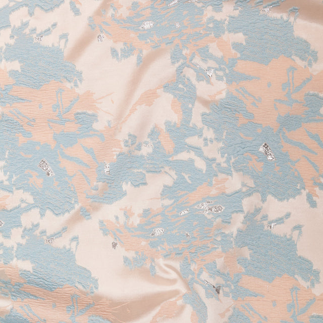 Pearl Blue, Cream Puff, and Metallic Silver Abstract Luxury Brocade