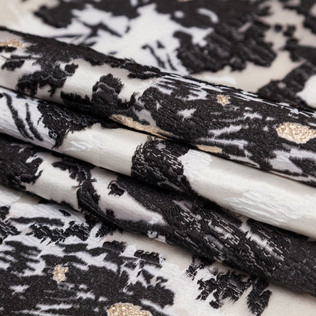 Jet Set, Blanc de Blanc and Metallic Gold Abstract Luxury Brocade