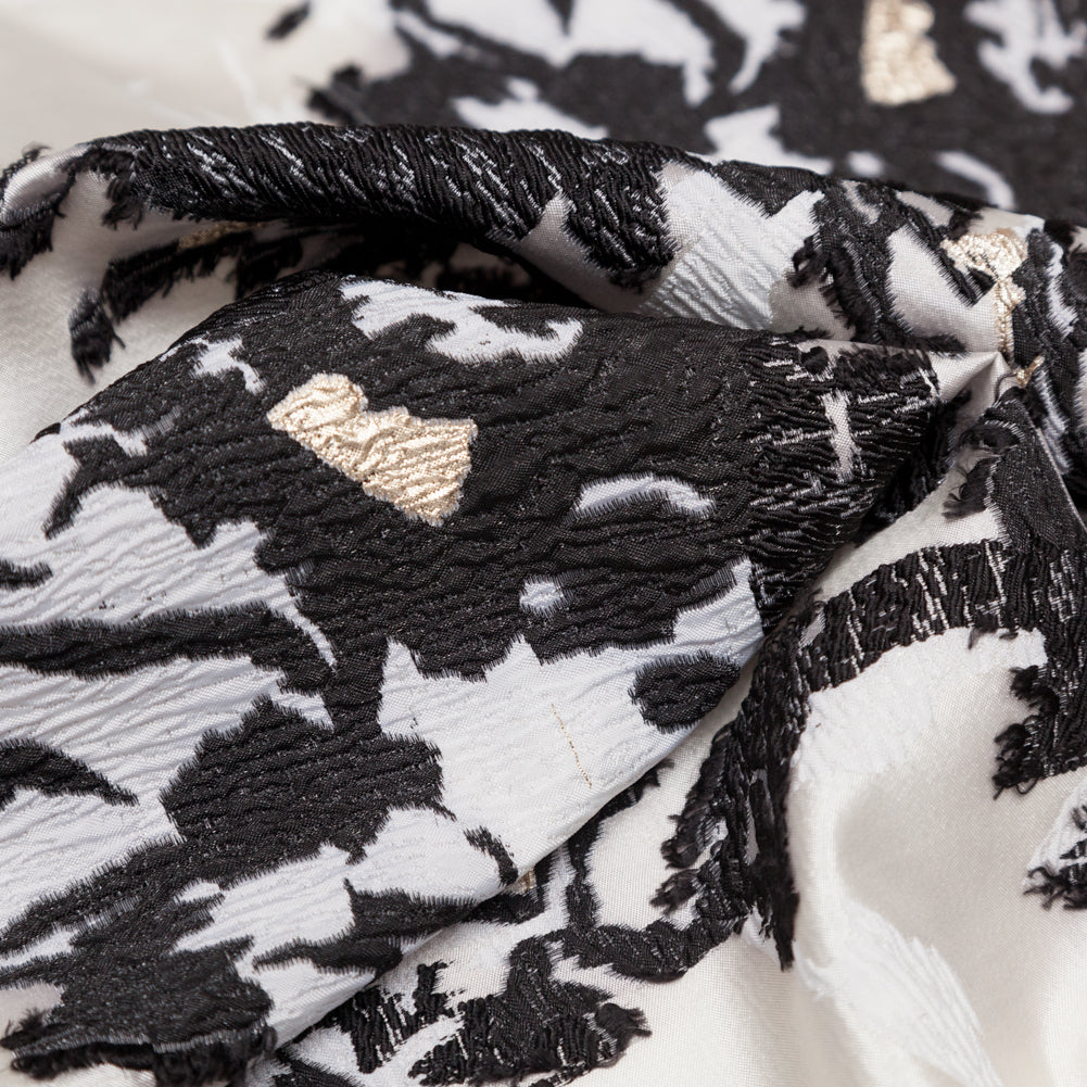 Jet Set, Blanc de Blanc and Metallic Gold Abstract Luxury Brocade