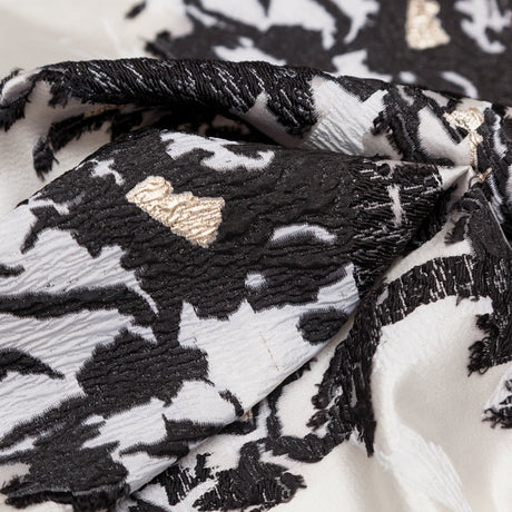 Jet Set, Blanc de Blanc and Metallic Gold Abstract Luxury Brocade