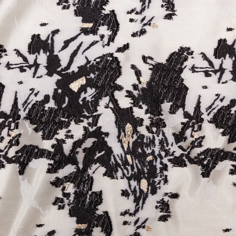 Jet Set, Blanc de Blanc and Metallic Gold Abstract Luxury Brocade