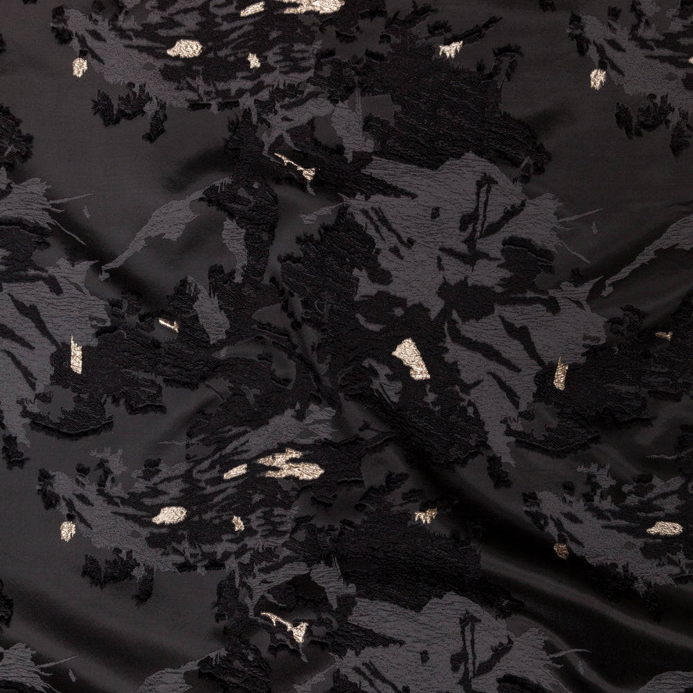 Sedona Sage, Moonless Night and Metallic Golden Egg Abstract Luxury Brocade