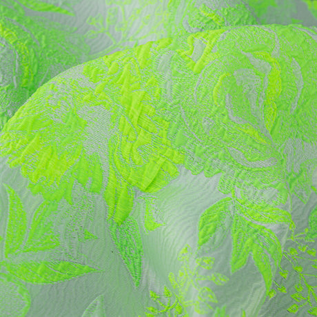 Neon Green Gecko and Frost Foliage Luxury Brocade