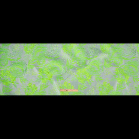 Neon Green Gecko and Frost Foliage Luxury Brocade
