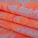 Neon Shocking Orange and Rose Water Foliage Luxury Brocade