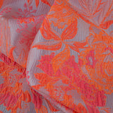 Neon Shocking Orange and Rose Water Foliage Luxury Brocade