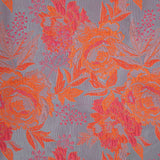 Neon Shocking Orange and Rose Water Foliage Luxury Brocade
