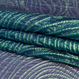 Metallic Green and Moroccan Blue Iridescent Spirals Luxury Organza Brocade