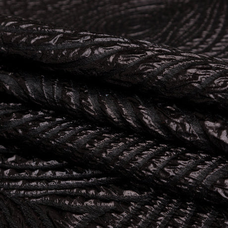 Metallic Black Spirals Luxury Organza Brocade