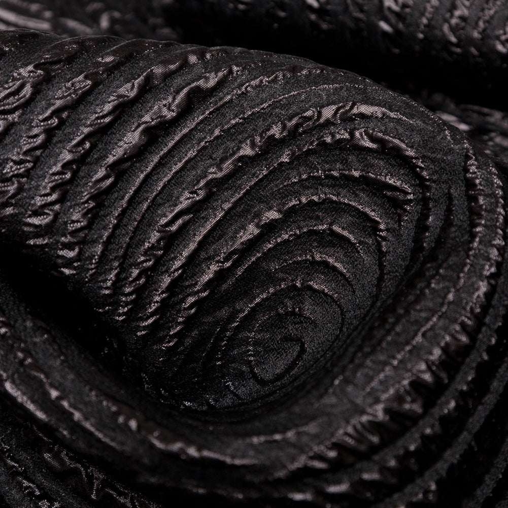 Metallic Black Spirals Luxury Organza Brocade