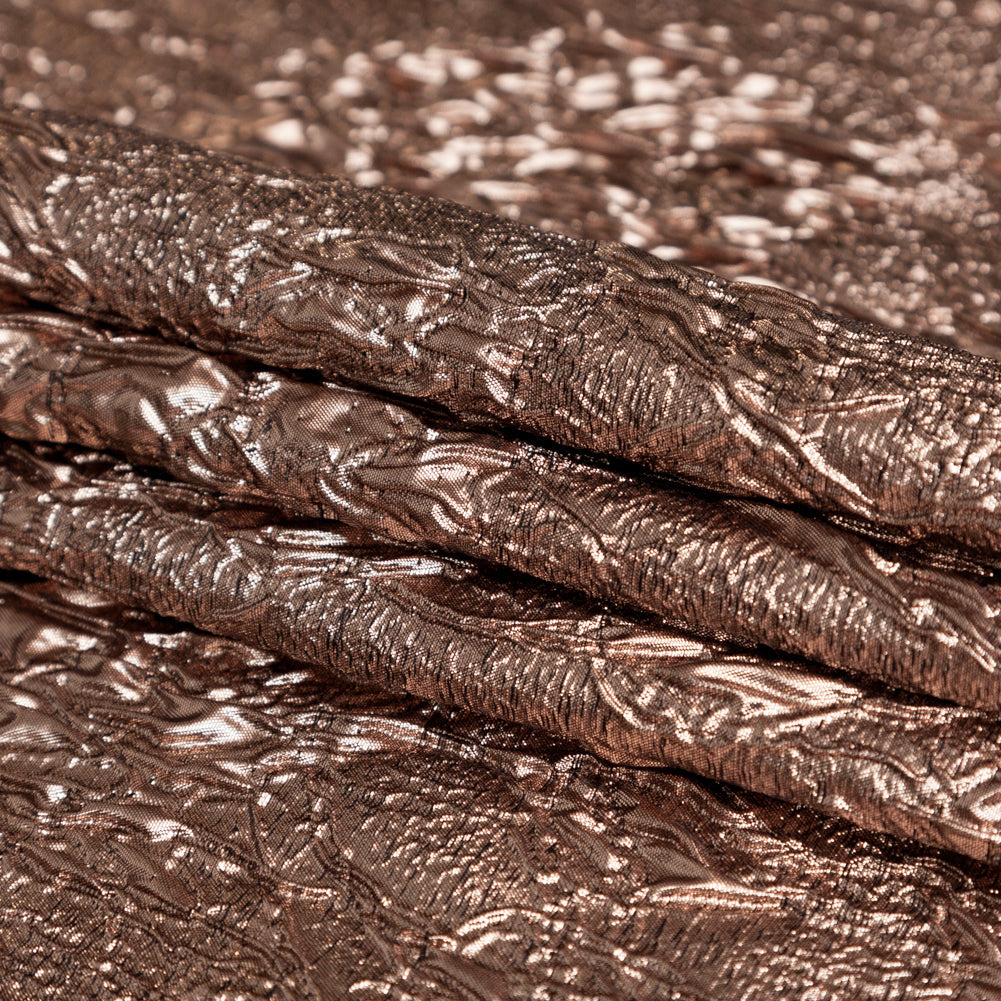 Metallic Teak Crinkled Luxury Brocade