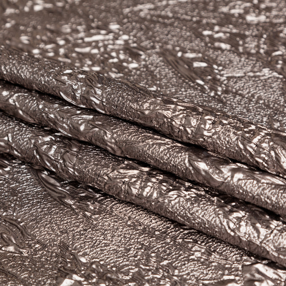 Metallic Cinder Crinkled Luxury Brocade