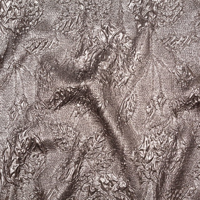Metallic Cinder Crinkled Luxury Brocade