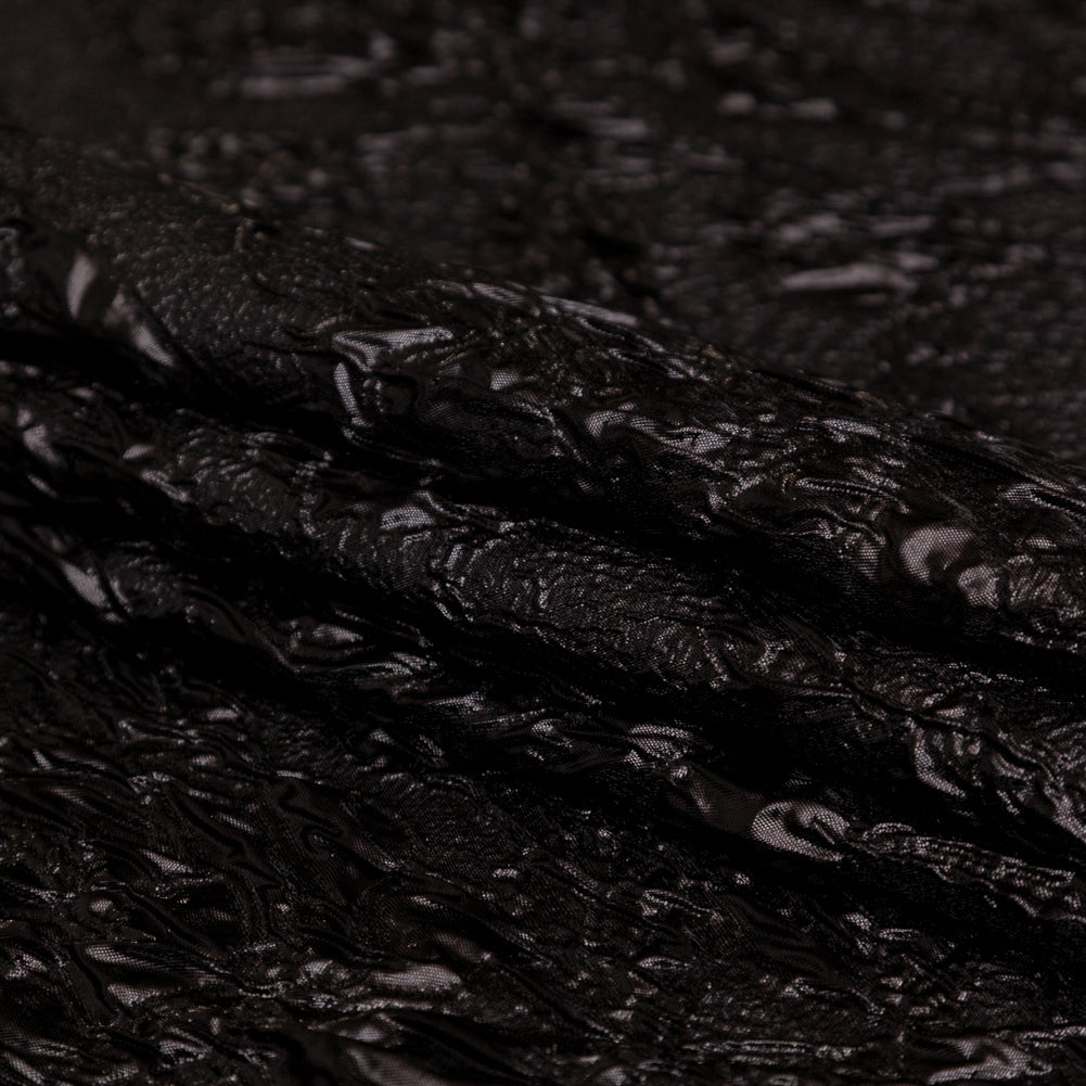 Metallic Black Crinkled Luxury Brocade