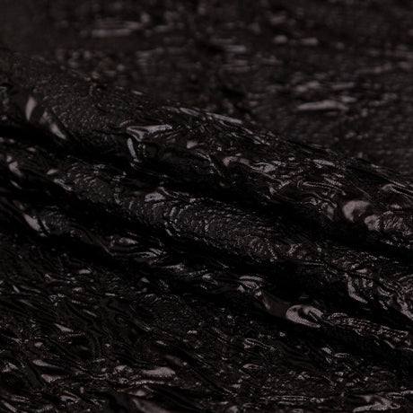 Metallic Black Crinkled Luxury Brocade