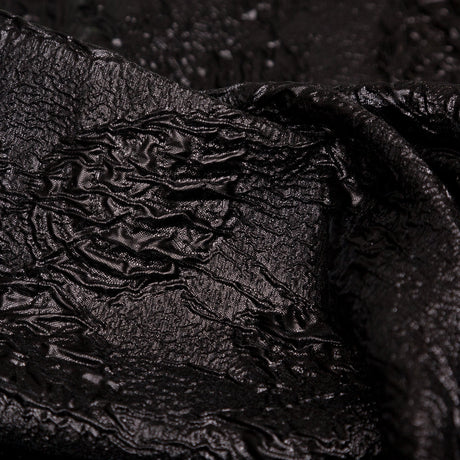 Metallic Black Crinkled Luxury Brocade