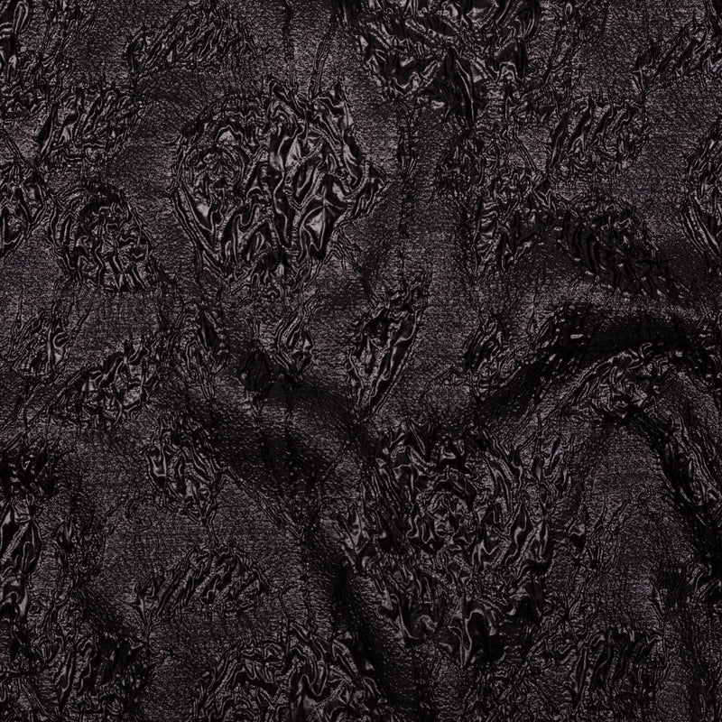 Metallic Black Crinkled Luxury Brocade