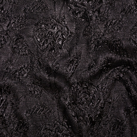 Metallic Black Crinkled Luxury Brocade