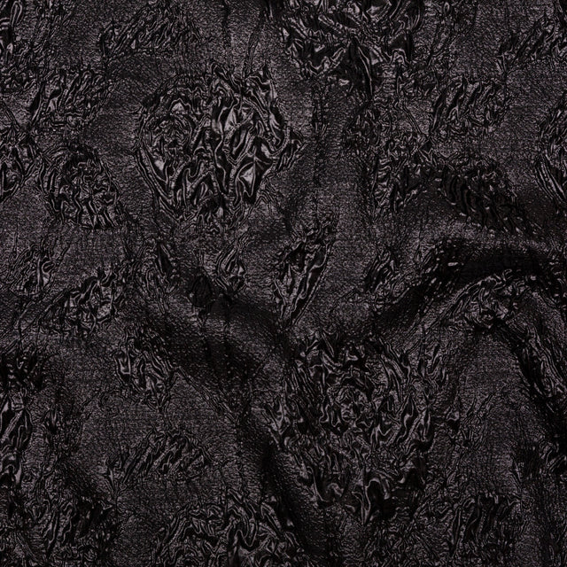Metallic Black Crinkled Luxury Brocade