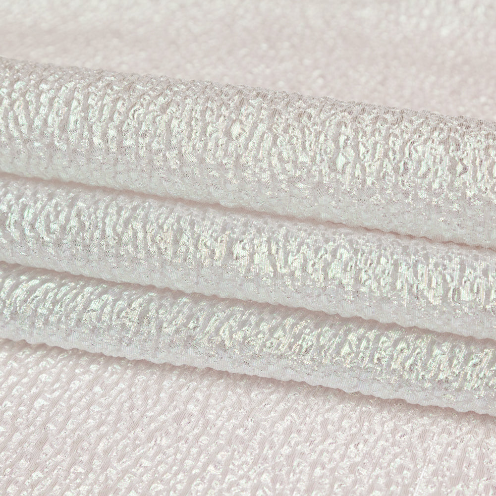 Metallic Bright White and Green Iridescent Bubbly Organza Brocade
