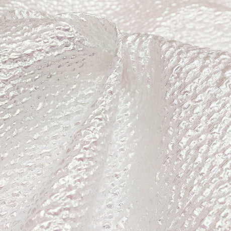 Metallic Bright White and Green Iridescent Bubbly Organza Brocade