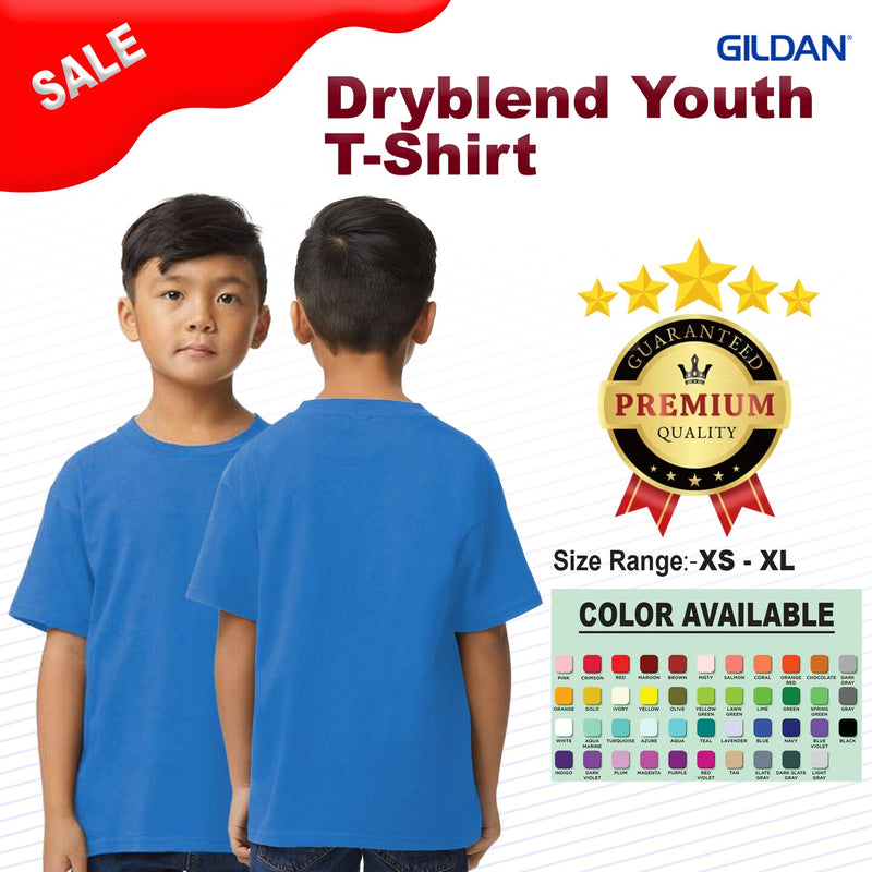 GildanÂ® Dryblend Youth Crewneck Short Sleeve T-Shirt