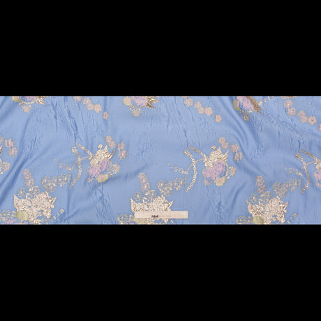 Placid Blue, Weeping Willow and Metallic Bright Gold Floral Luxury Brocade