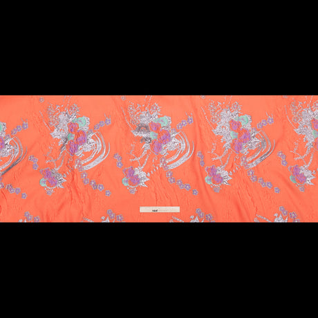 Spearmint, Coral and Metallic Gold Floral Luxury Brocade