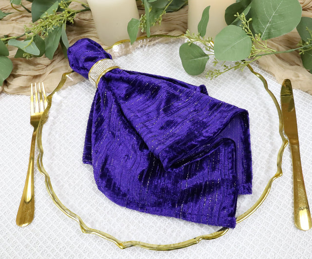 Velvet Dinner Napkins 20x20 Regency Purple