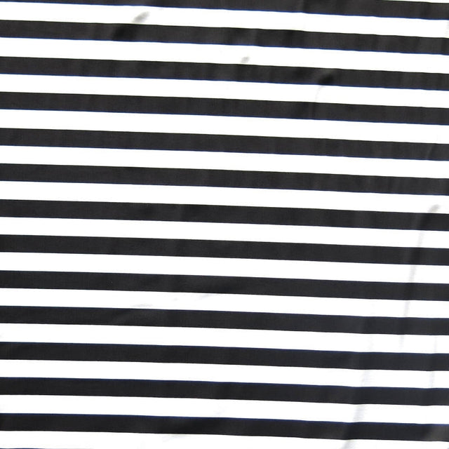 Swim Knit Black and White 1/2 Stripe Nylon Spandex