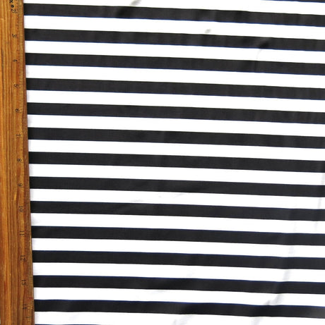 Swim Knit Black and White 1/2 Stripe Nylon Spandex