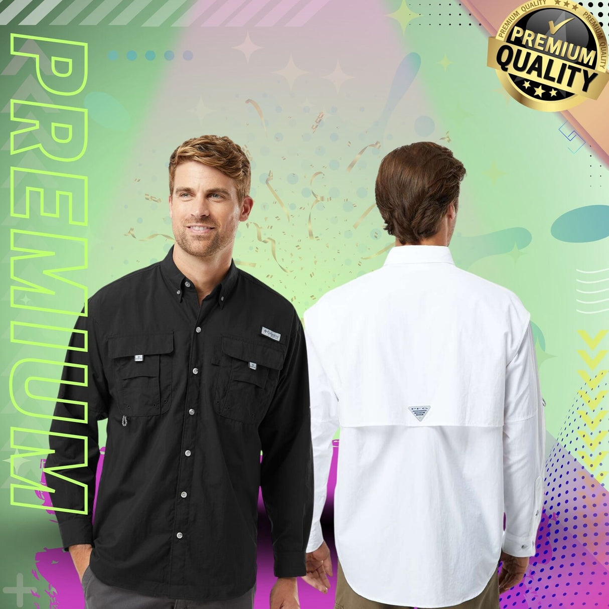 HUK® Men’s Bahama Outdoor Shirt Moisture Wicking Sun Safe Button Up Fishing Top