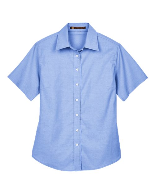 Harriton Women's Stain-Release Short Sleeve Oxford Shirt