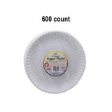 9" White Paper Plates 600 Ct Bulk for Crafts & Art Projects