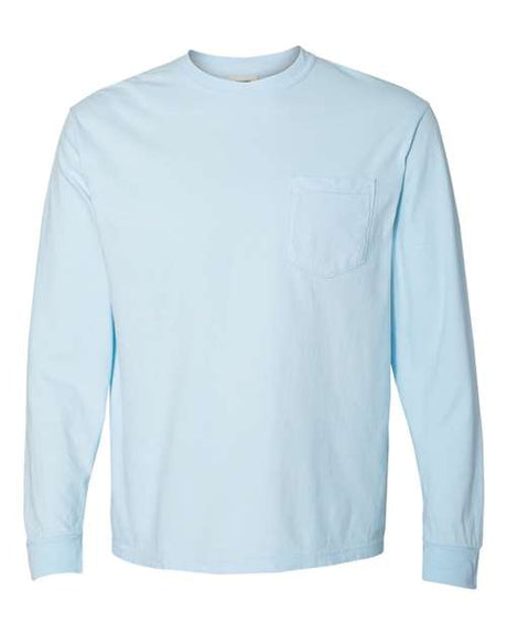 Comfort Colors® Garment-Dyed Heavyweight Crewneck Long Sleeve Pocket T-Shirt