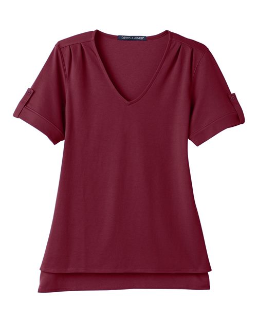 Devon & Jones Women's CrownLux Performance Plaited Rolled Sleeve Shirt