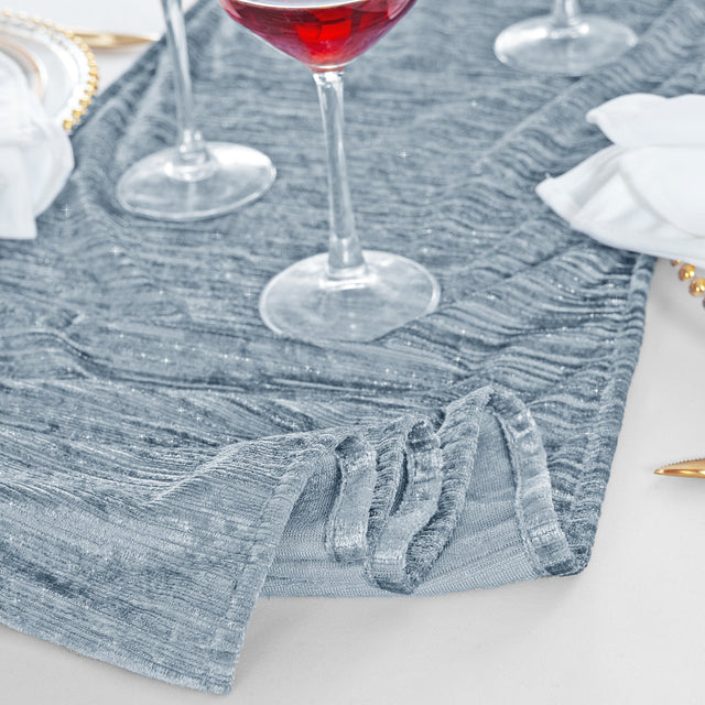 Chenille Shimmer Metallic Jacquard Velvet Table Runner 13x108 Dusty Blue