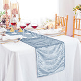 Chenille Shimmer Metallic Jacquard Velvet Table Runner 13x108 Dusty Blue