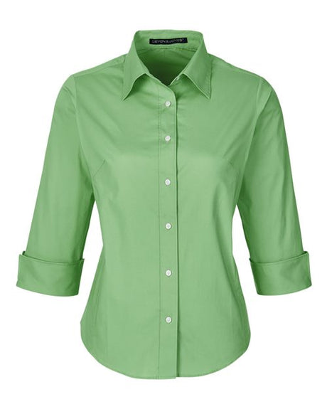 Devon & Jones Women's Perfect Fit Three-Quarter Sleeve Stretch Poplin Dress Shirt