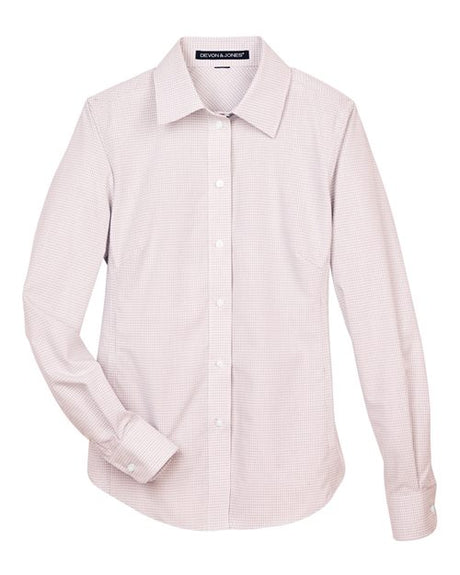 Devon & Jones Women's Crown Collection Micro Tattersall Woven Dress Shirt