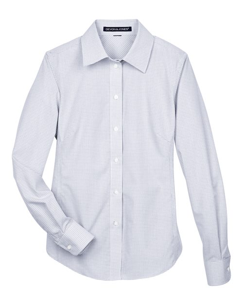 Devon & Jones Women's Crown Collection Micro Tattersall Woven Dress Shirt