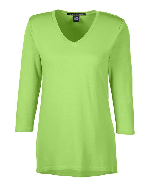 Devon & Jones Women's Perfect Fit Bracelet-Length V-Neck Top