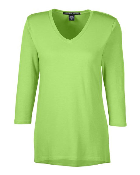 Devon & Jones Women's Perfect Fit Bracelet-Length V-Neck Top