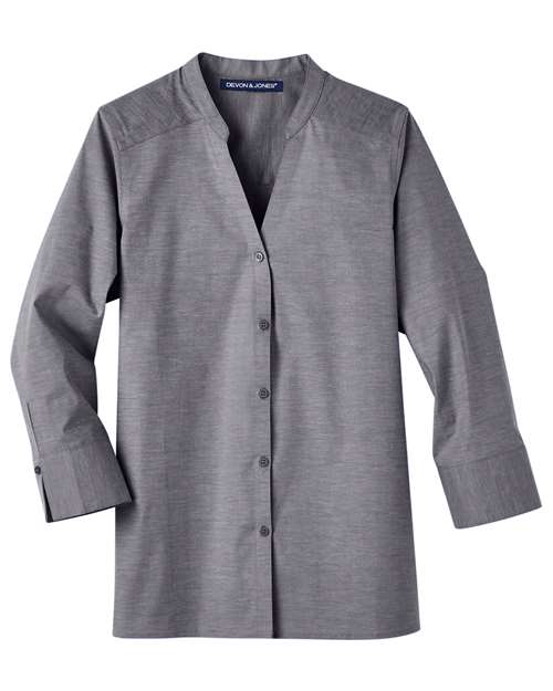 Women's Crown Collection Stretch Pinpoint Chambray Three-Quarter Sleeve Shirt