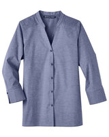 Women's Crown Collection Stretch Pinpoint Chambray Three-Quarter Sleeve Shirt