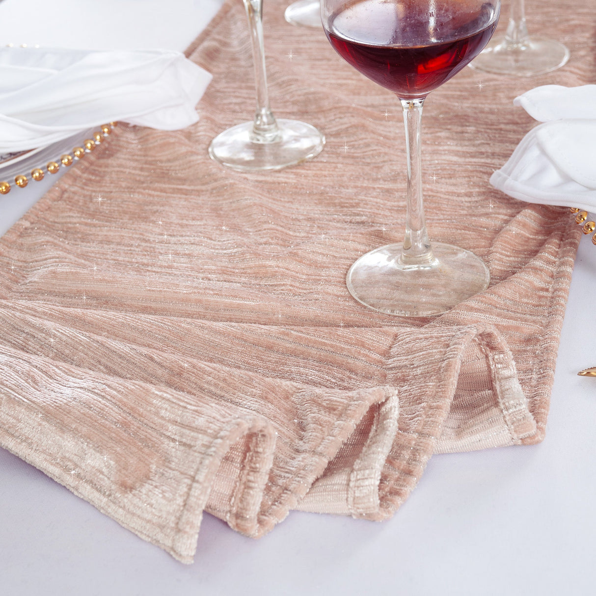 Velvet Table Runner 13x108 Blush Pink/Rose Gold